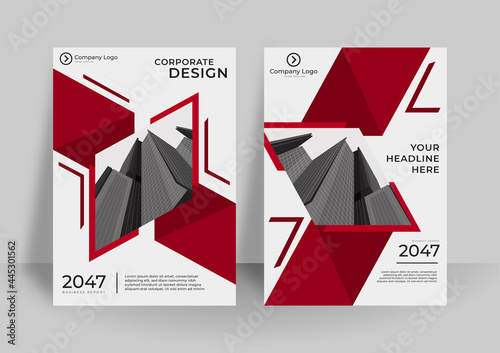 Poster design business corporate cover invitation template. Red flyer cover business brochure vector design, Leaflet advertising abstract background, Modern poster annual magazine layout template
