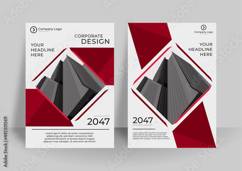 Poster design business corporate cover invitation template. Red flyer cover business brochure vector design, Leaflet advertising abstract background, Modern poster annual magazine layout template