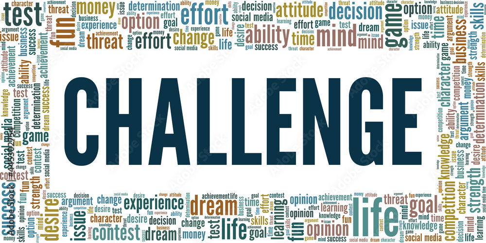 Challenge vector illustration word cloud isolated on a white background.
