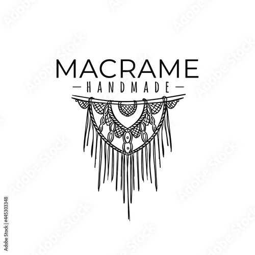 Bohemian Macrame Knot Wall Hanging Drawing Vector Logo Illustration Template Icon Design photo