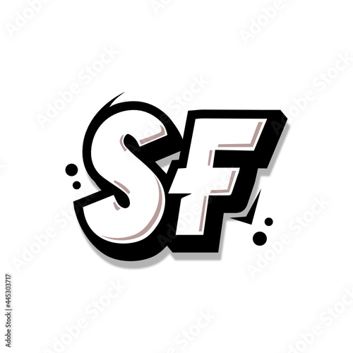 Simple Initial Logo Lettering Cartoon Grafity Black and White SF

