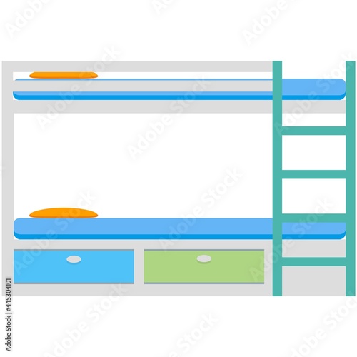Bunk bed furniture with pillow vector bedroom icon