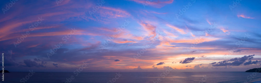 ..aerial panorama view reflection of sweet cloud on the wet sand beach. .Sea waves seamless loop on the wet Phuket sand beach. .Gradient color. Sky texture, abstract nature background