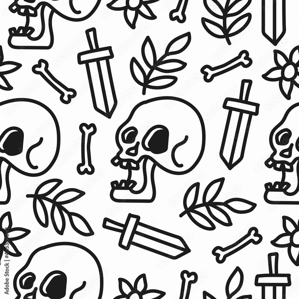 Obraz premium skull pattern designs illustration, for clothing, wallpapers, backgrounds, posters, books, banners aand more