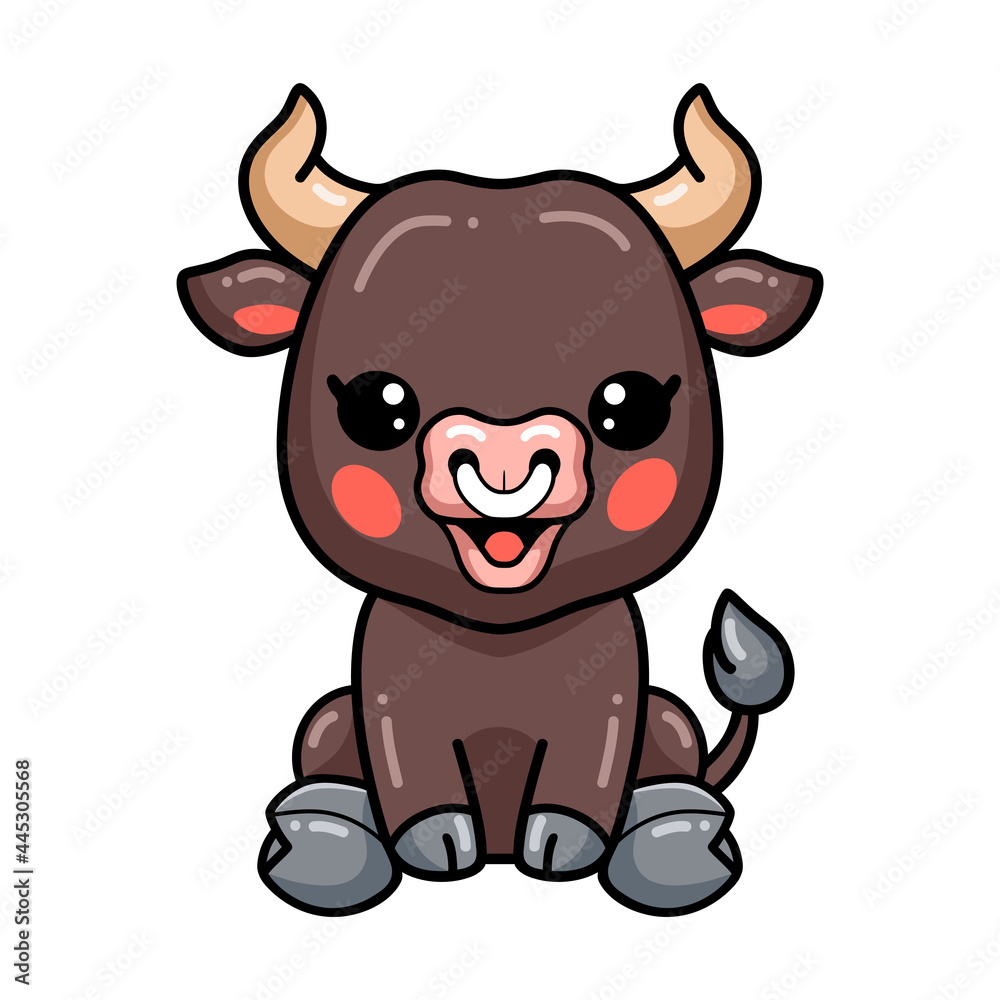Cute baby bull cartoon sitting Cute baby bull cartoon sitting