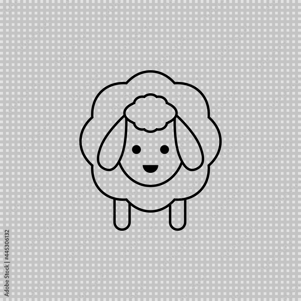 Fototapeta premium Sheep transparent icon. Vector drawing. Lamb linear outline illustration.