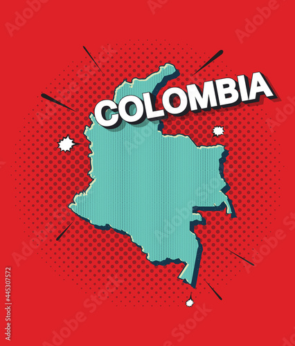 Pop art map of colombia