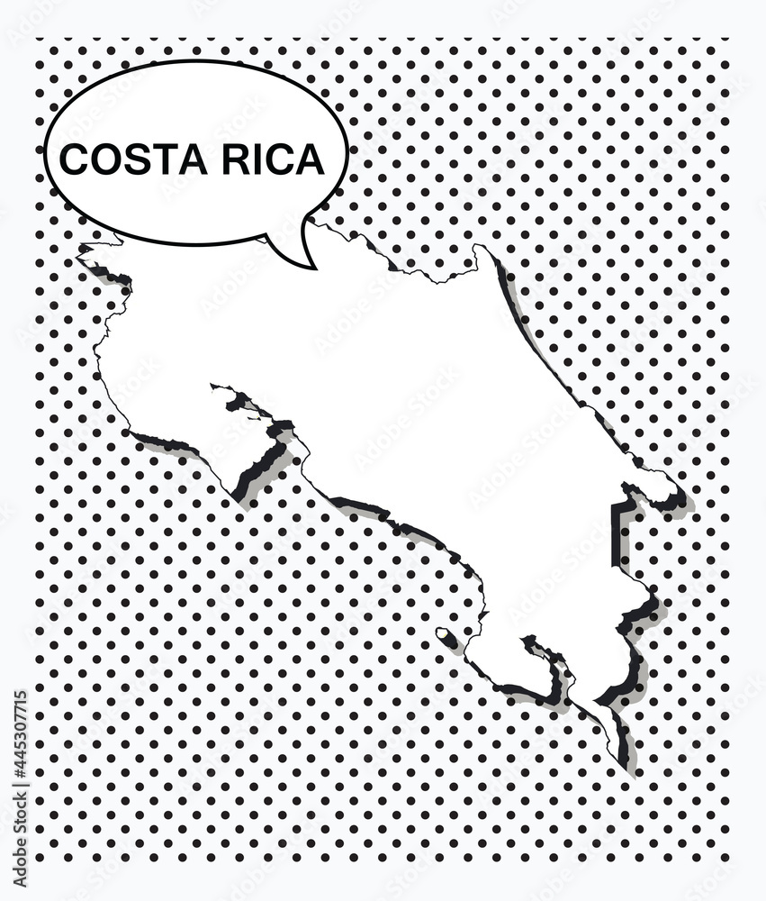 Pop art map of Costa Rica