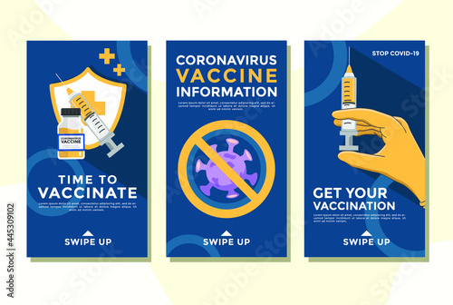 Editable social media instagram story frame template. health and handling of covid 19, immediate recommendation for vaccines. Simple and Modern instagram post.