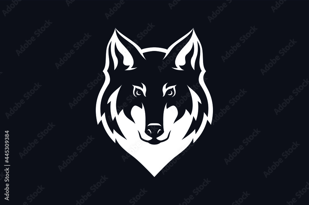 Simple Flat Symbol Head of Elegant Wolf 