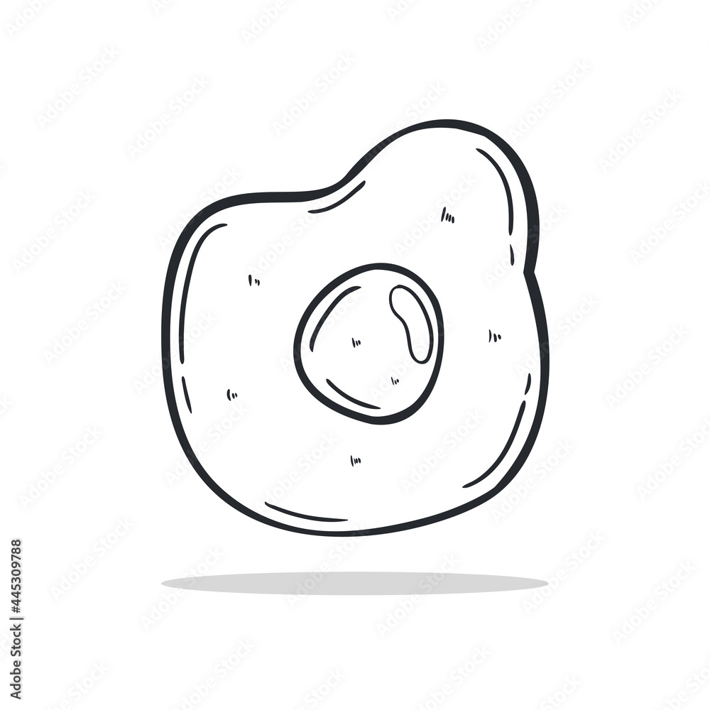 Hand drawn Fried Egg icon Design Template. vector sketch doodle illustration. Outline style.Perfect for food concepts, diet infographics, icons or web design, street restaurants menu Hand drawn Fried Egg icon Design Template. vector sketch doodle illustration. Outline style.Perfect for food concepts, diet infographics, icons or web design, street restaurants menu