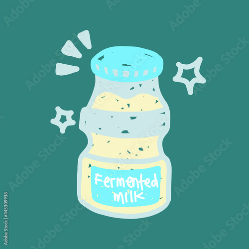 A bottle of fermented milk. Drinks in the fridge concept