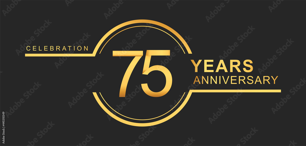 75th years anniversary golden and silver color with circle ring isolated on black background for anniversary celebration event 75th years anniversary golden and silver color with circle ring isolated on black background for anniversary celebration event