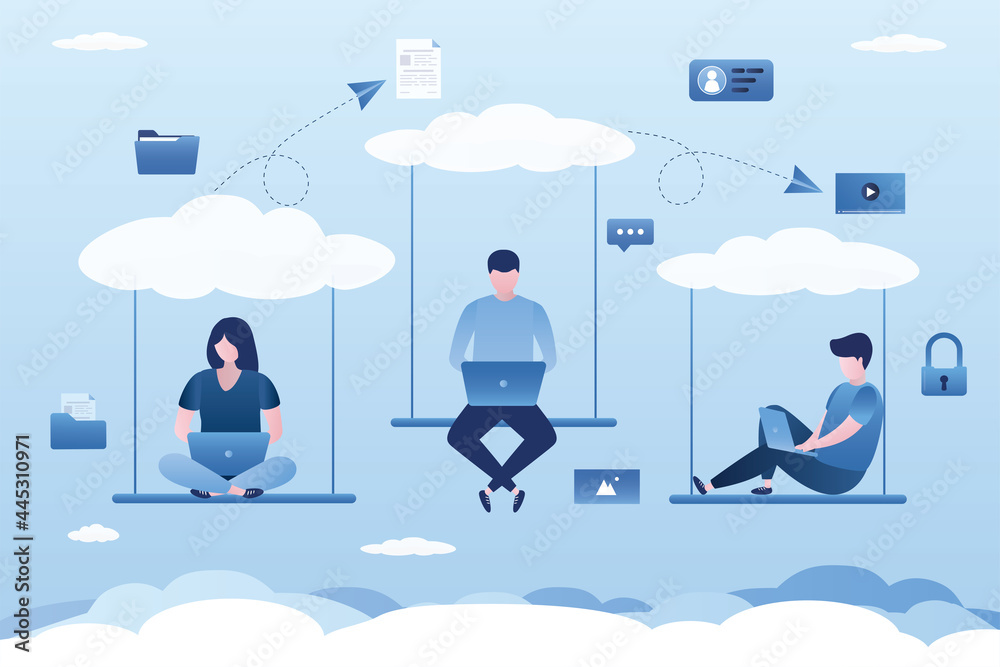 Cloud Computing Remote Work On Company Cloud Infrastructure Digital Technology To Connect Cloud Computing Remote Work On Company Cloud Infrastructure Digital Technology To Connect