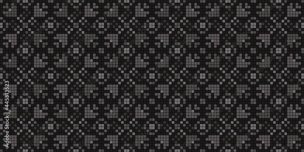 Pixel art. Organic motif, botanical motif background. Seamless pattern.Vector.ピクセルアートのスタイリッシュな有機的パターン
