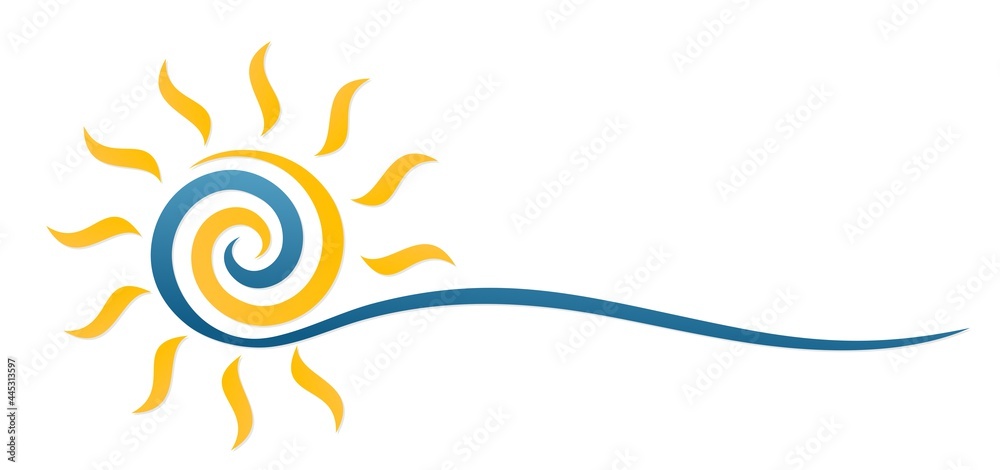 Obraz premium Sun and Blue Wave Symbol. 