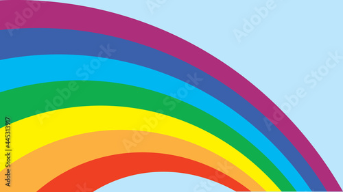 Rainbow background, flat simple design, vector illustration.