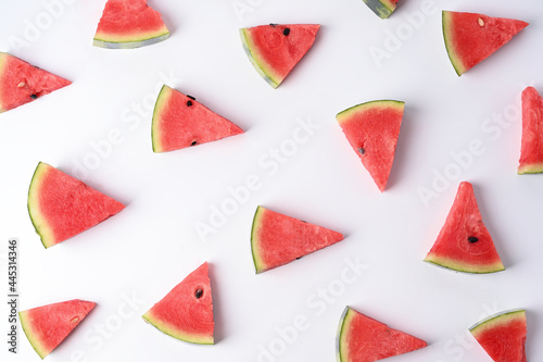 Fresh sliced watermelon on white background.