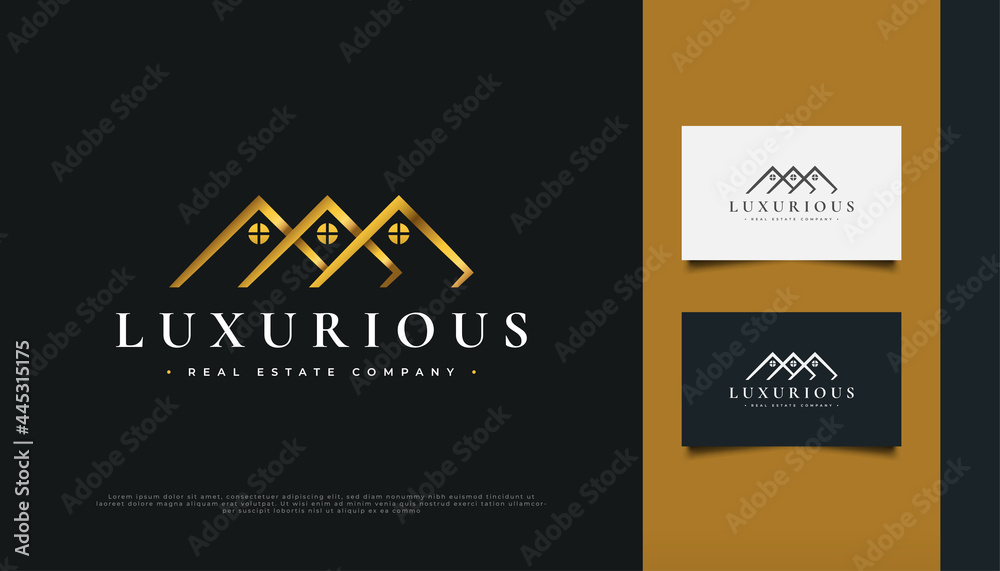 Luxury Gold House Logo Design for Real Estate Industry Identity. Construction, Architecture or Building Logo Design Luxury Gold House Logo Design for Real Estate Industry Identity. Construction, Architecture or Building Logo Design