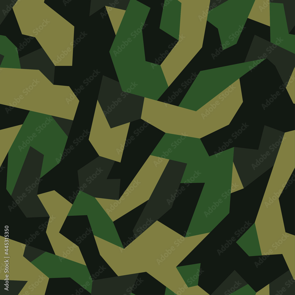 Camouflage geometric seamless pattern. Abstract military endless texture for fabric and fashion print. Vector background.
