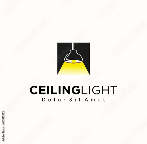Ceiling lamp logo in modern design Vector illustration on a white background. High quality black outline pictogram for web site design and mobile apps. Chandelier vector icon