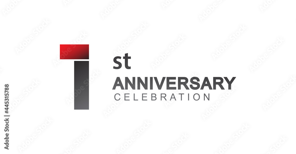 1st anniversary logo red and black design simple isolated on white background for anniversary celebration. 1st anniversary logo red and black design simple isolated on white background for anniversary celebration.