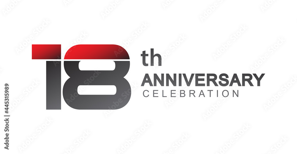 18th anniversary logo red and black design simple isolated on white background for anniversary celebration. 18th anniversary logo red and black design simple isolated on white background for anniversary celebration.