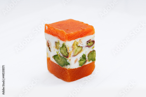 apricot covered Nougat and Malban Arabian and Lebanese Sweets isolated