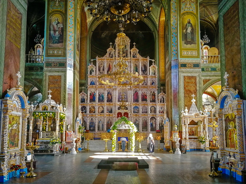 Altar decoration interior in the Zadonsk Orthodox Monastery