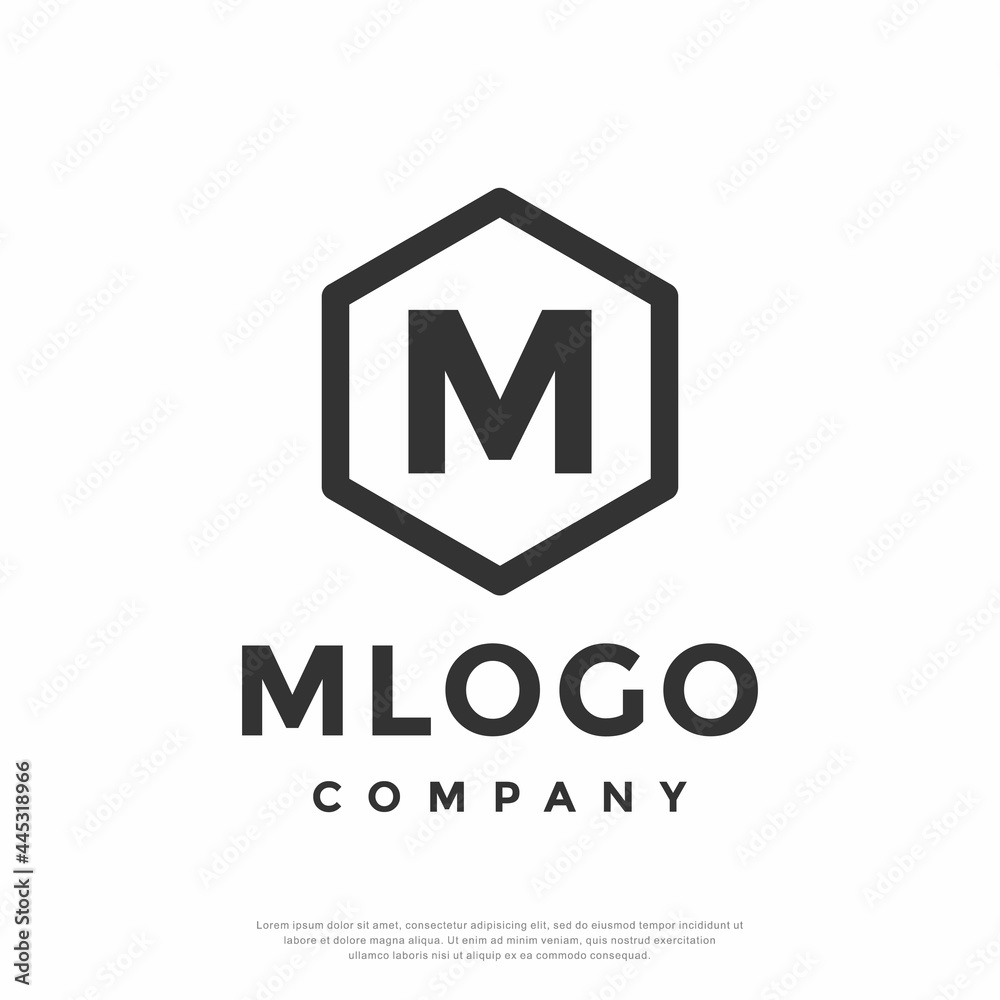 Fototapeta premium Initials monogram letter M with hexagon shape logo design template vector