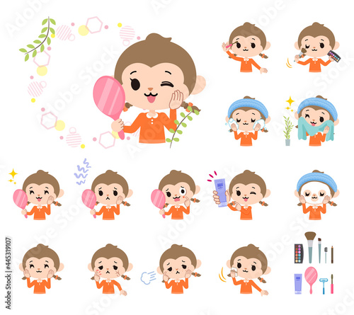 美容に関するさるの女の子のセット