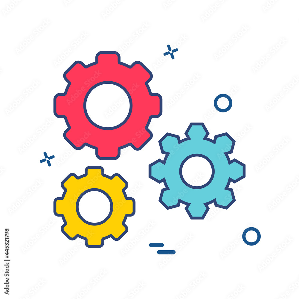 Gear icon, installation tools, flat design. Vector illustration isolated.