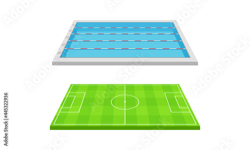 Pitch or Sports Ground as Outdoor Playing Area for Various Sport Vector Set