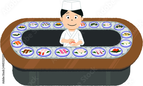 回転寿司のイラスト