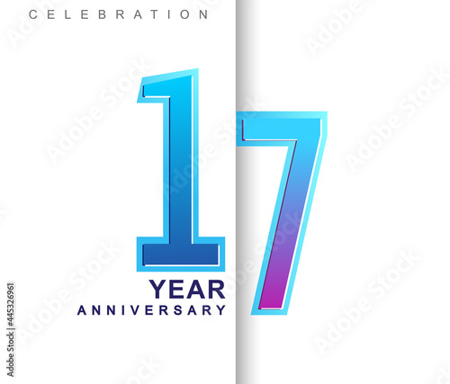 17th Years Anniversary with colorful design. Applicable for brochure, flyer, Posters, web and Banner Designs, anniversary celebration