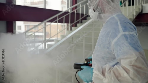 Disinfection with fumigation against COVID-10 photo