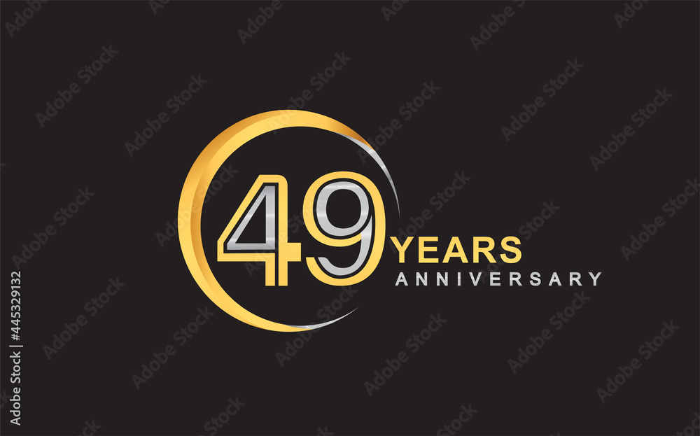 49th years anniversary golden and silver color with circle ring isolated on black background for anniversary celebration event 49th years anniversary golden and silver color with circle ring isolated on black background for anniversary celebration event