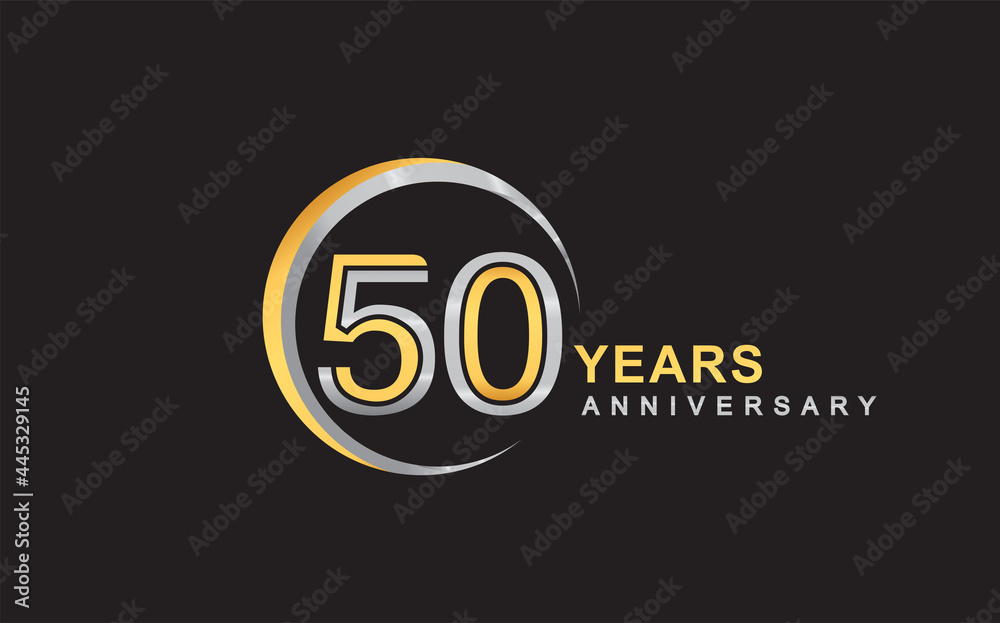 50th years anniversary golden and silver color with circle ring isolated on black background for anniversary celebration event 50th years anniversary golden and silver color with circle ring isolated on black background for anniversary celebration event