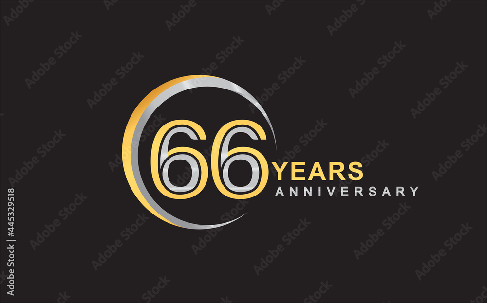 66th years anniversary golden and silver color with circle ring isolated on black background for anniversary celebration event 66th years anniversary golden and silver color with circle ring isolated on black background for anniversary celebration event