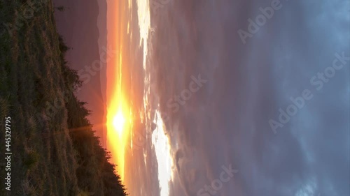 Beautiful sunrise in the Ukrainian carpathians in summer, timelapse vertical video