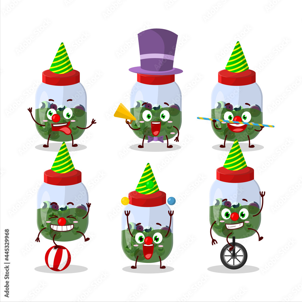 Cartoon character of eyeball in jar with various circus shows Cartoon character of eyeball in jar with various circus shows