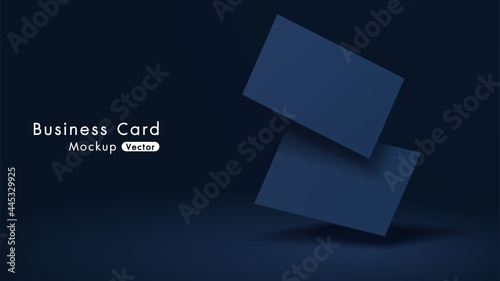 Elegant and modern navy business cards mockup tamplate with dark background. Vector illustration