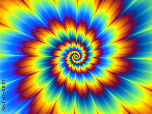 Pulsing fiery flower. Optical illusion of movement.