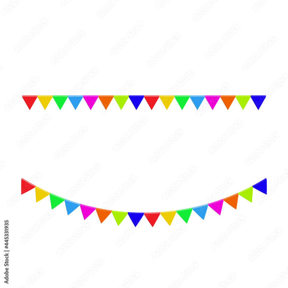Fototapeta premium colorful flags set for festive decoration. birthday party and celebration design element concept