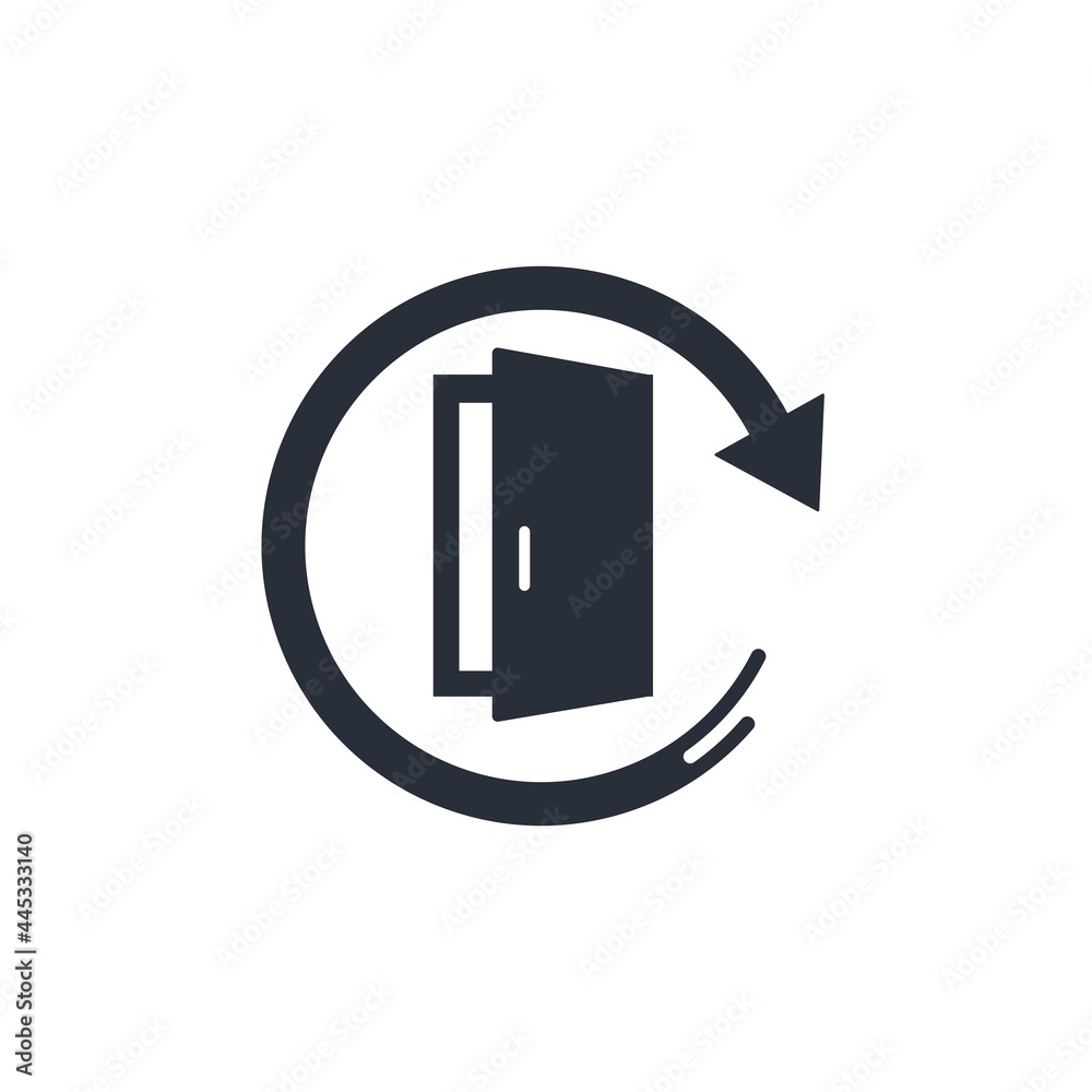 Open the door. The path to new abilities. Vector icon isolated on white background. Open the door. The path to new abilities. Vector icon isolated on white background.