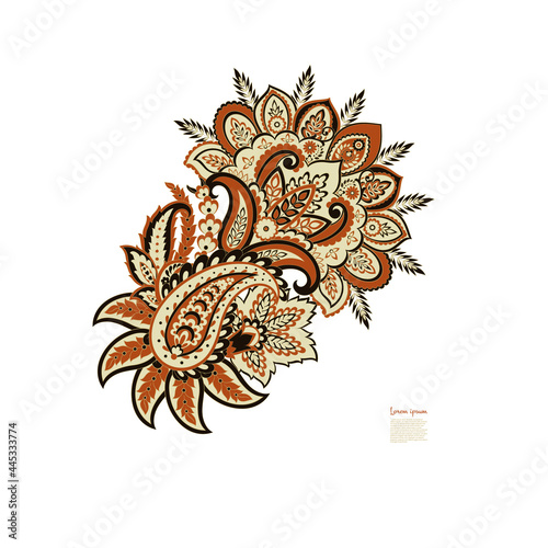 Vector Paisley Floral isolated ornament