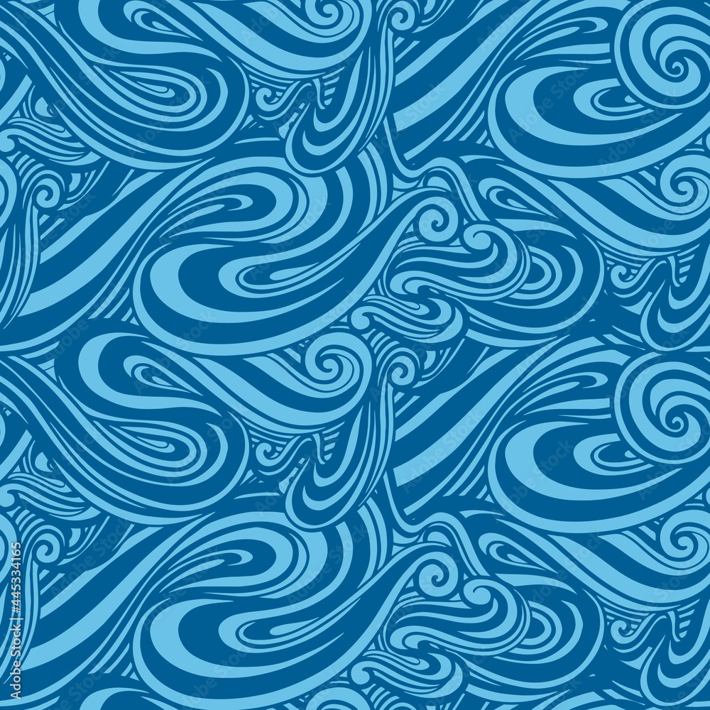 Seamless pattern wave abstract.Line drawing style.Fashion textile fabric.