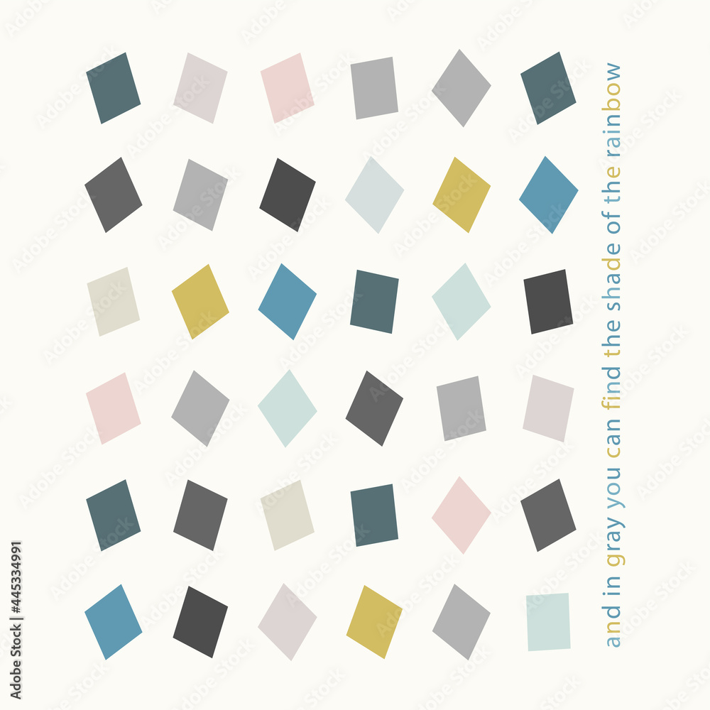 Poster with rhombuses of gray, blue, turquoise, yellow colors