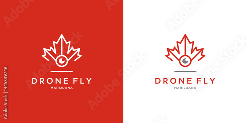 Drone logo with cannabis marijuana cbd design