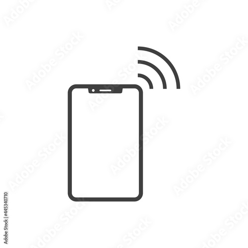 Icono smartphone con olas con lineas en color gris